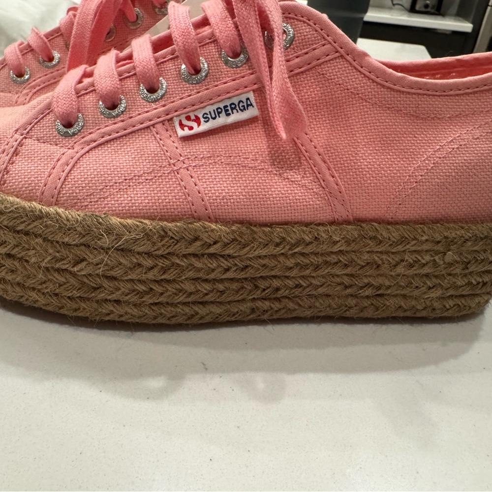 Superga Beige Wedge Sandals - Picture 2 of 4